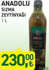 TARIM KREDİ ANADOLU SIZMA ZEYTİNYAĞI 1 L TARIM KREDİ ANADOLU SIZMA ZEYTİNYAĞI 1 L